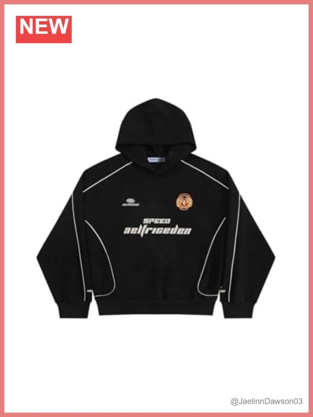 Oversized Pullover Hoodie with Applique 77 Stitch Patchwork Design